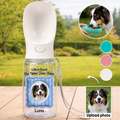 Personalized Dog Water Bottle with Drinking Feeder – Custom Pet Photo & Name Portable Travel Water Bottle for Dogs & Cats