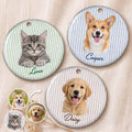 Personalized Pet Portrait Ceramic Ornament – Custom Dog & Cat Christmas Ornament with Name