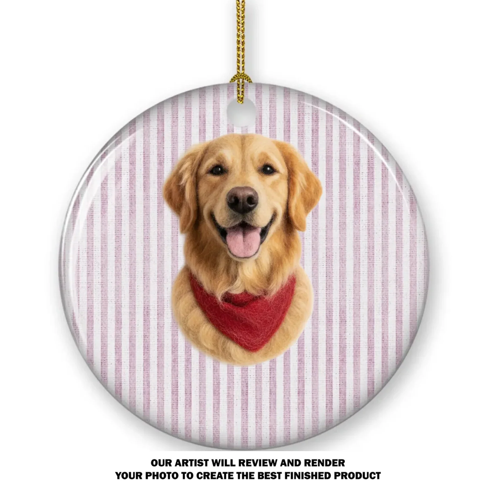 Personalized Pet Portrait Ceramic Ornament – Custom Dog & Cat Christmas Ornament with Name