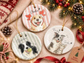 Personalized Pet Memorial Watercolor Ornament from Photo + Name – Striped Dog & Cat Ornament, Personalized Pet Remembrance Gift Loss